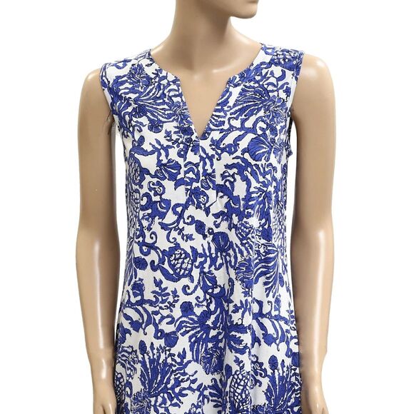 Lilly Pulitzer Ocean Toile Printed Mini Dress Ruffle Resort Beach M New 282366 - Picture 2 of 5